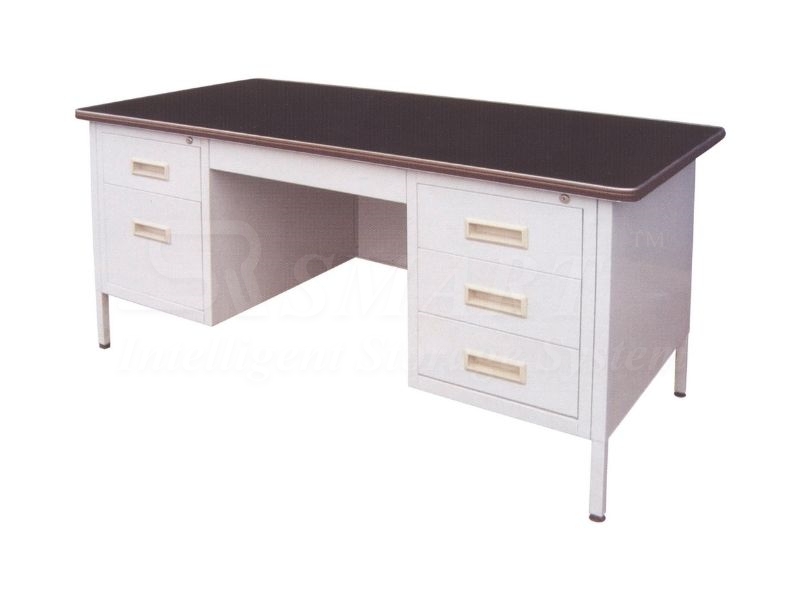 5' Double Pedestral Desk With Lino Top
