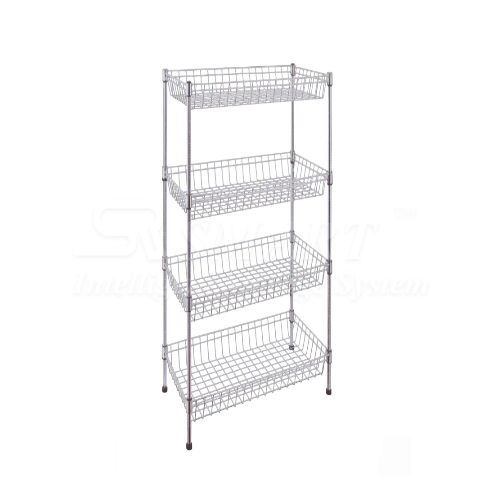 Chrome Kitchen Rack - 4 Basket Shelves