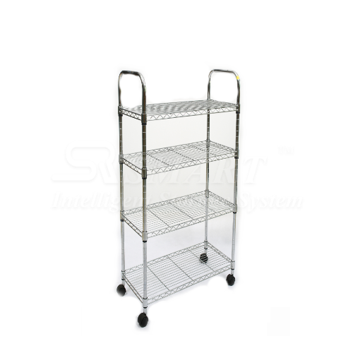 Chrome Kitchen Trolley Rack - 4 Flats Shelves