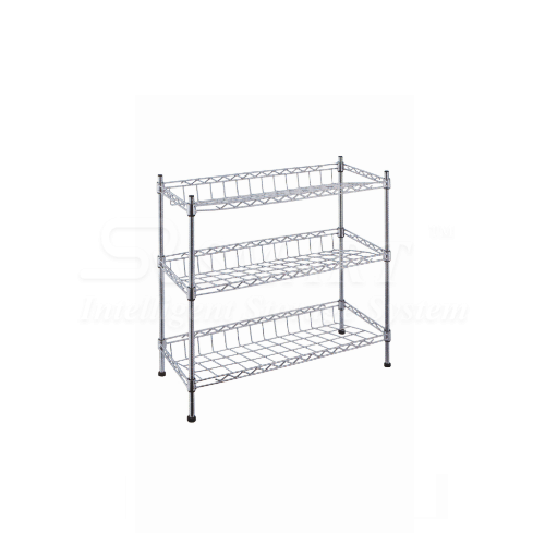 Chrome Shoe Rack - 3 Slanted Shelves