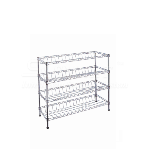 Chrome Shoe Rack - 4 Slanted Shelves