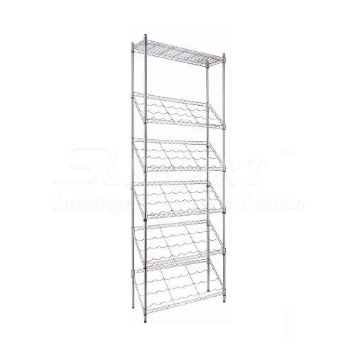 Chrome Wine Display Rack - 5 Slanted + 1 Flat Shelves