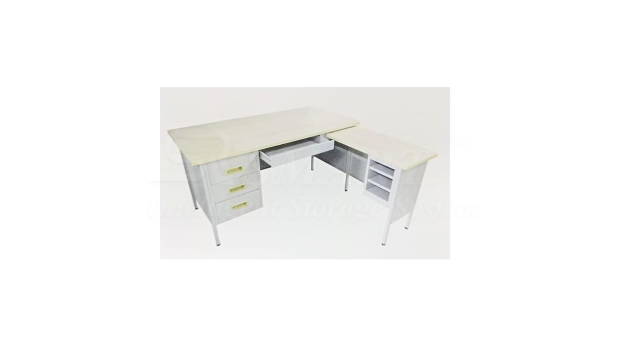 5' L-Shape Pedestal Desk With Melamine Top