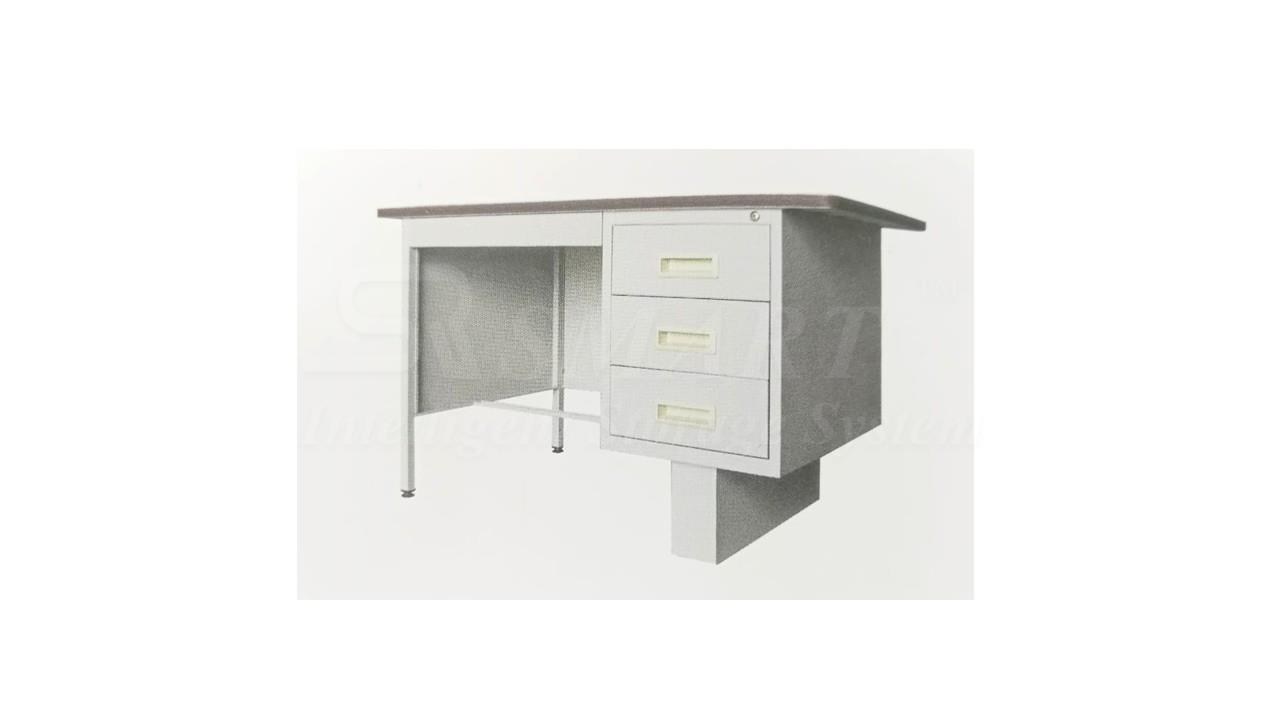 4' Single Pedestal Desk With Block Leg - Lino Top