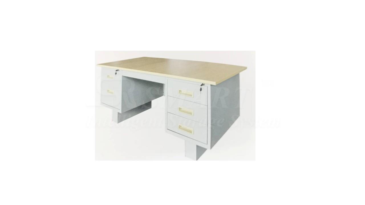 5' Double Pedestal Desk with Block Leg - Melamine Top