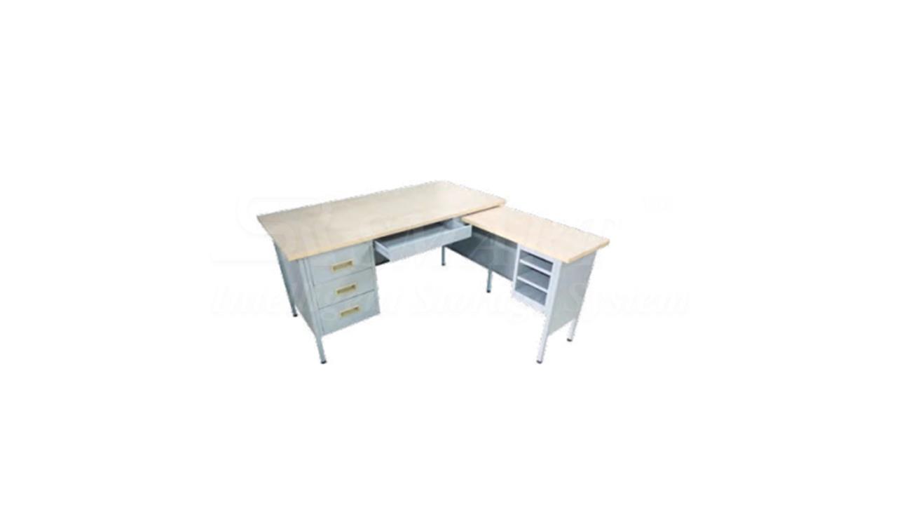 5' L-Shape Pedestal Desk With Melamine Top