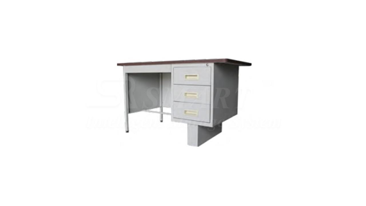4' Single Pedestal Desk with Block Leg - Lino Top
