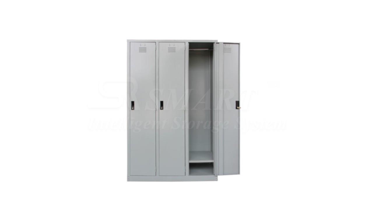 3 Compartments Locker with 1 Cloth Hanging Bar & 1 Fixed Shelve At Bottom At Each Compartment