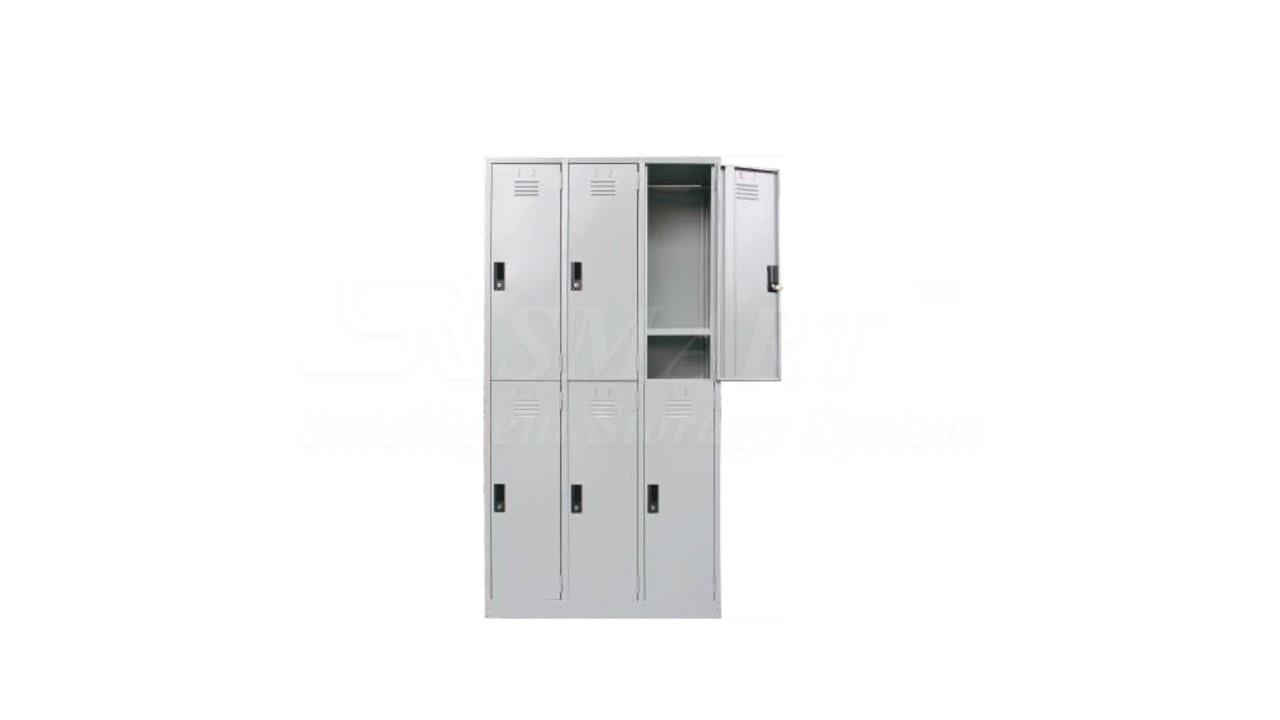 6 Compartments Steel Locker with 1 Cloth Hanging Bar & 1 Fixed Shelve At Bottom Each Compartment