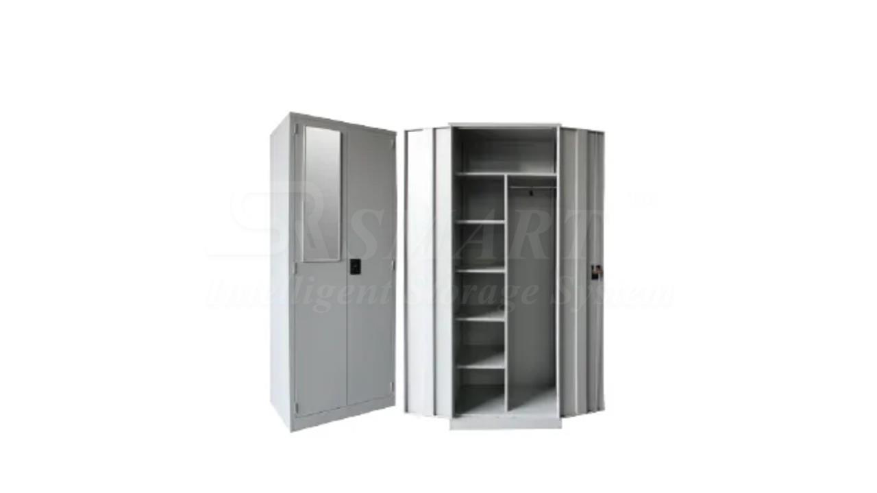 Full Height Wardrobe witth Steel Swinging  Door C/W 1 Mirror & Cupboard Lock
