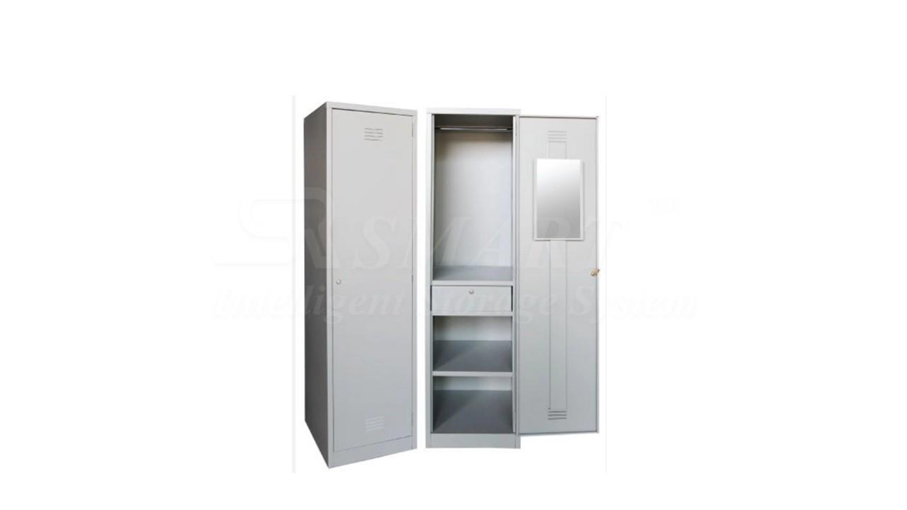 1 Compartment Steel Locker with Steel Swing Door C/W 1 Cloth Hanging Bar, 1 Mirror