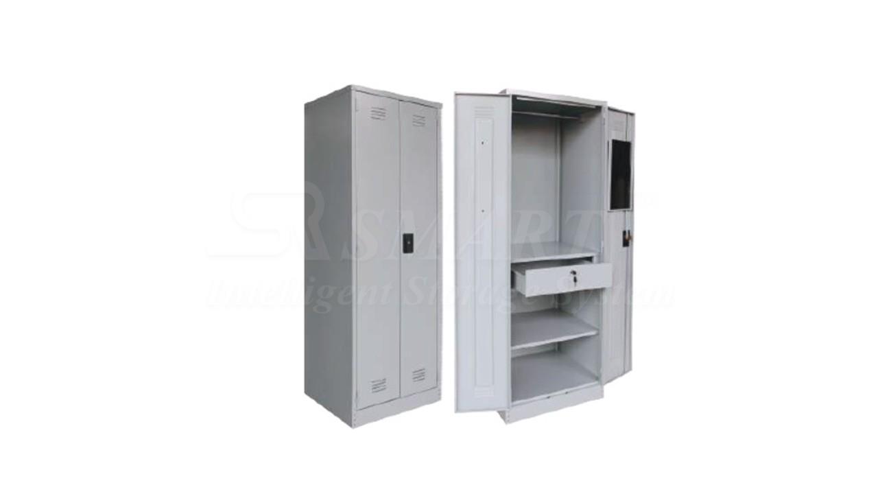 Full Height Wardrobe with Steel Swing Door & Cupboard Lock C/W 1 Mirror