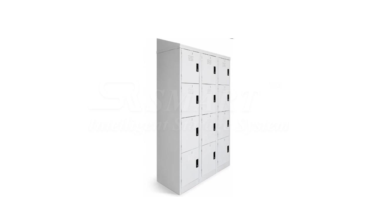 12 Compartment Steel Locker with Handle Camlock C/W Slanting Top